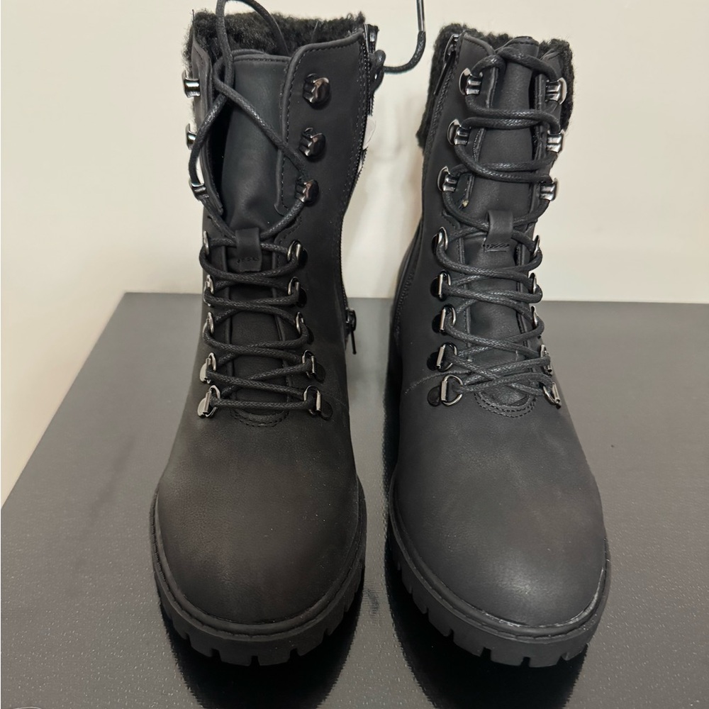 London Rag “Dolon” Black Lace-Up Ankle Boots